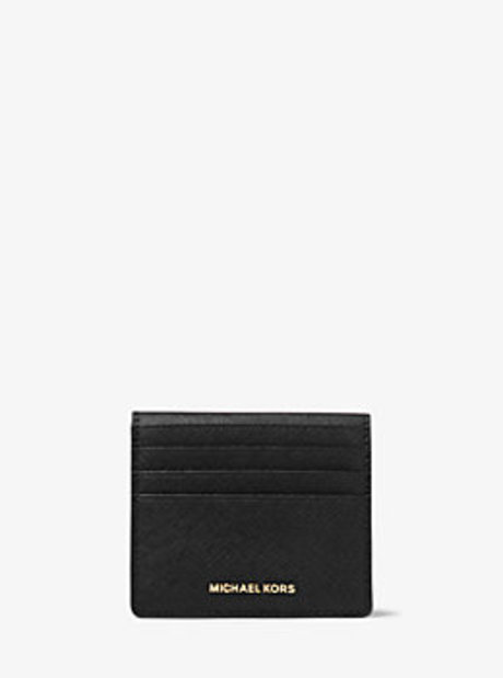 Jet Set Travel Saffiano Leather Card Case - BLACK - 32T6GTVD6L