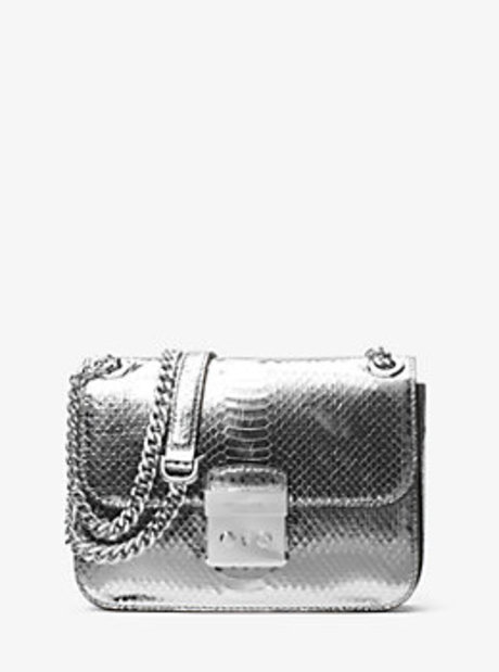 Sloan Editor Medium Embossed-Leather Shoulder Bag - SILVER - 30H6MS9L6M