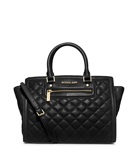 Selma Quilted Leather Large Satchel - BLACK - 30F4GZQS3L