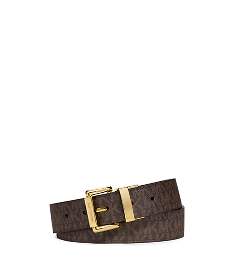 Reversible Logo and Embossed-Leather Belt - BROWN - 553501