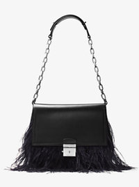 Mia French Calf and Feather Shoulder Bag - BLACK - 31F6MMAL2F
