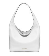 Lena Large Leather Shoulder Bag - OPTIC WHITE - 30S6GL1L7L