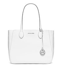 Mae Large Leather Tote - WHITE/SILVER - 30S6SM5T3M