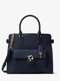 Emma Large Saffiano Leather Tote - NAVY - 30H6GENT3L