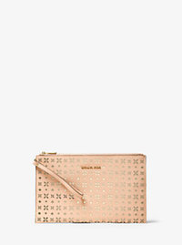 Jet Set Travel Extra-Large Perforated-Leather Clutch - LT PEACH - 32T6GTVW4U