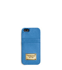 Saffiano Leather Pocket Phone Case for iPhone 5 - NAVY - 32F4GELL5L