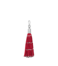 Studded Leather Tassel Keychain - RED - 32H4SKCK1L
