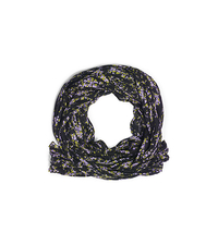 Elderflower-Print Wool and Silk Scarf - BLACK/LEAF - 900ARD201