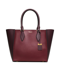 Gracie Large Color-Block Leather Tote - CLARET - 31F5GGRT3L