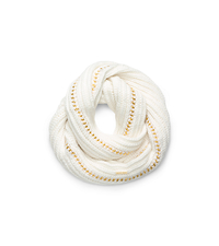 Chain-Embellished Infinity Scarf - CREAM - 29536181