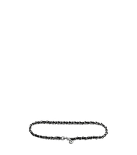PavÃ© Charm and Chain-Laced Leather Belt - NICKEL - 29553379