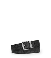 Reversible Logo and Embossed-Leather Belt - BLACK - 553501