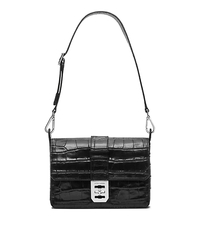 Mila Large Embossed-Leather Shoulder Bag - BLACK - 30S5SIMF2E