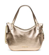 Chandler Large Metallic Leather Tote - PALE GOLD - 30F5MCUE3M