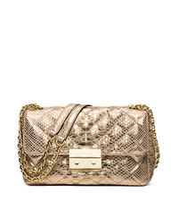 Sloan Large Metallic Embossed-Leather Crossbody - PALE GOLD - 30H5MSLL3K